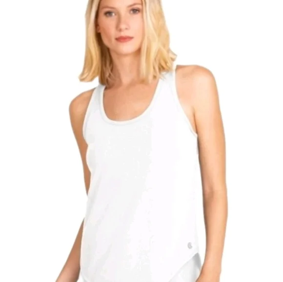 Johnny Was Calme Effect Draped Racerback Tank in White - Picture 1 of 9
